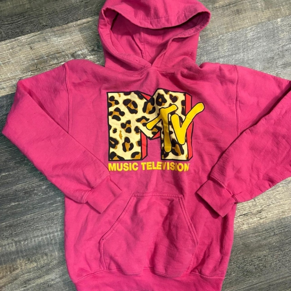Y2K Style MTV‎ Leopard Print Pink Graphic Hoodie Sweatshirt